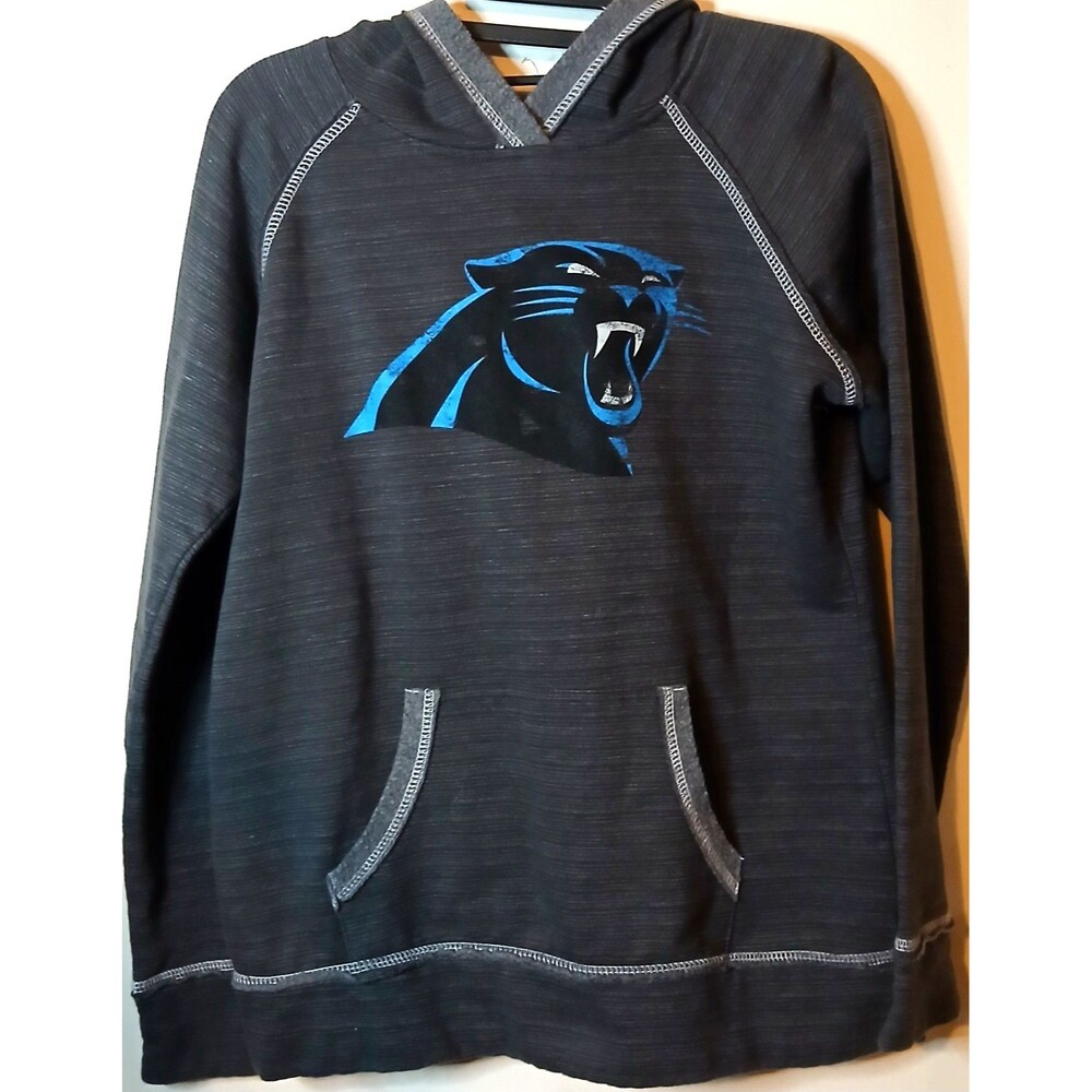 Carolina Panthers Hoodie Womens Medium Gray Distressed Logo NFL Team Apparel